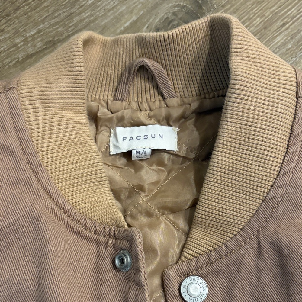 Pacific Sunwear Two-Tone Varsity Jacket in Dusty Rose & Cream - Picture 5 of 5